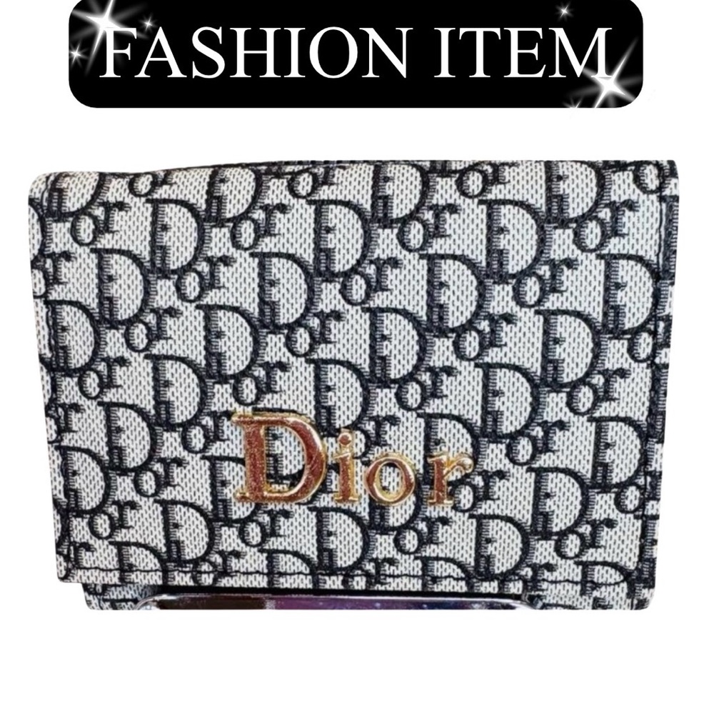 WALLET: Trifold Wallet w Oblique Jacquard Canvas & Golden Hardware, EUC